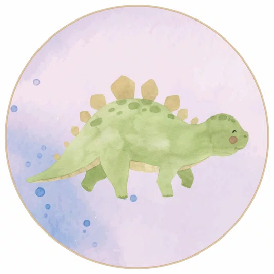 Quadro Decorativo Redondo Estegossauro Dinossauro Fofinho