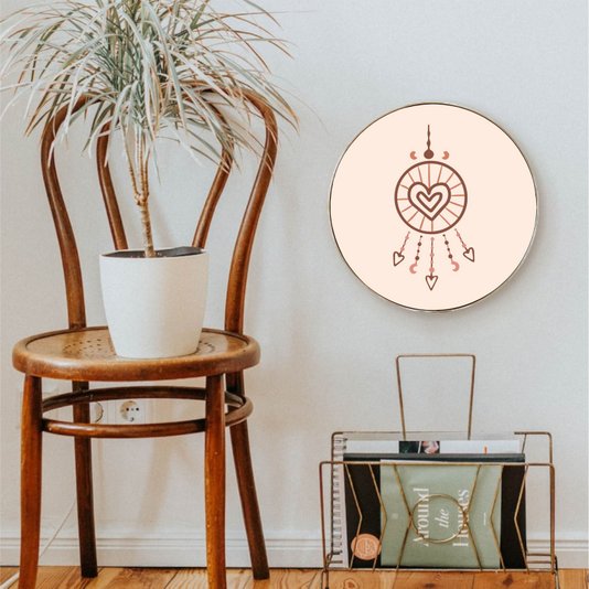 Quadro Decorativo Redondo Filtro dos Sonhos com Moldura Flexível Metalizada