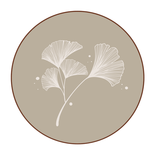 Quadro Decorativo Redondo Folha Ginkgo Biloba Com Moldura Em Couro Sintético Estilo Japandi