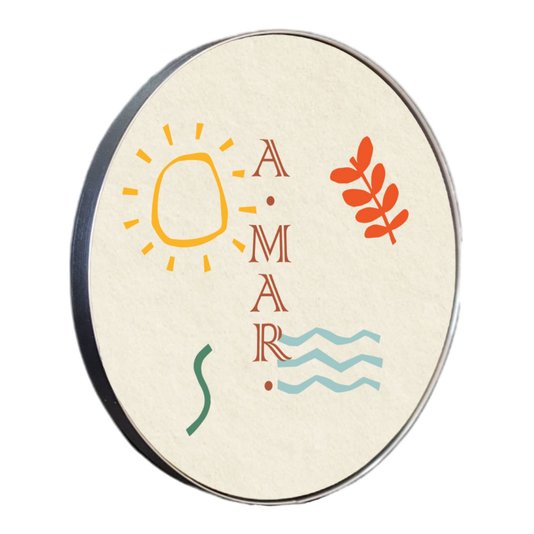 Quadro Decorativo Redondo Frase A-Mar com Moldura Flexível Metalizada