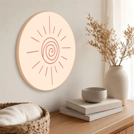 Quadro Decorativo Redondo Ilustração de Sol Boho