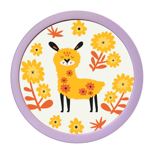 Quadro Decorativo Redondo Animais Alpaca Com MDF Laqueado