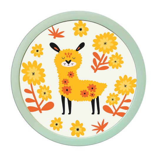 Quadro Decorativo Redondo Animais Alpaca Com MDF Laqueado