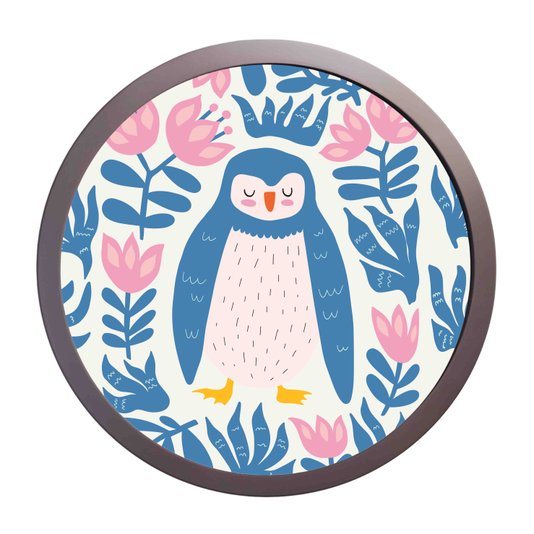 Quadro Decorativo Redondo Animais Pinguim Com MDF Laqueado