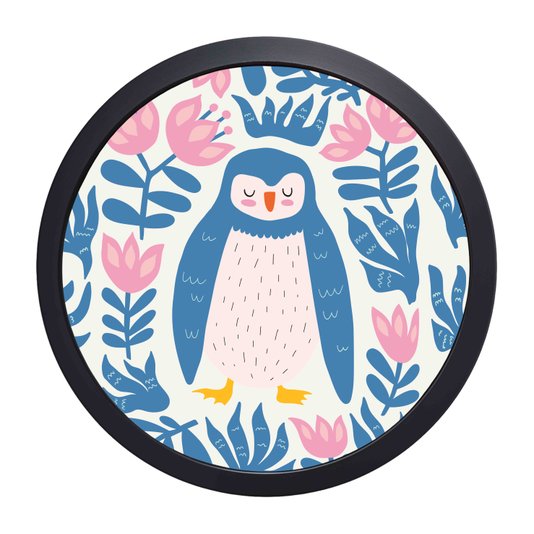 Quadro Decorativo Redondo Animais Pinguim Com MDF Laqueado