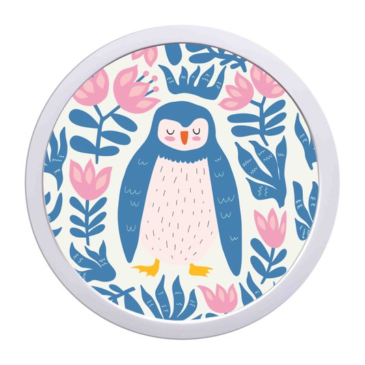Quadro Decorativo Redondo Animais Pinguim Com MDF Laqueado