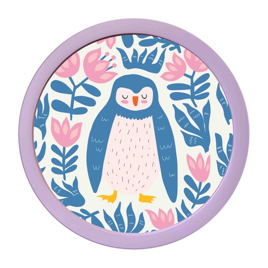 Quadro Decorativo Redondo Animais Pinguim Com MDF Laqueado