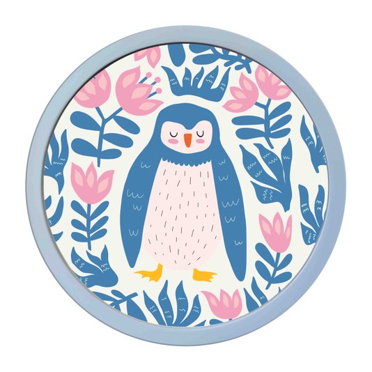 Quadro Decorativo Redondo Animais Pinguim Com MDF Laqueado