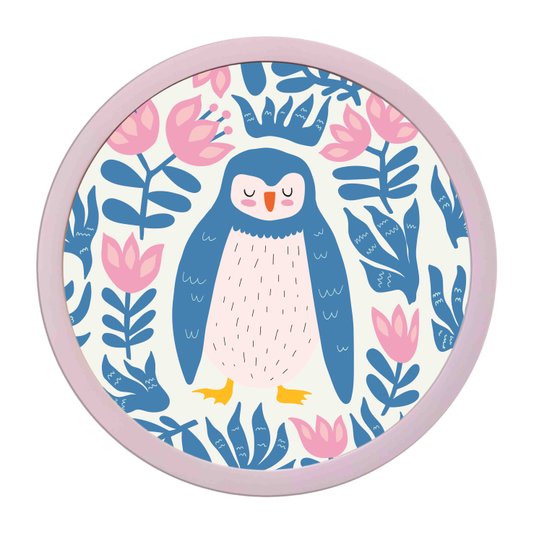 Quadro Decorativo Redondo Animais Pinguim Com MDF Laqueado