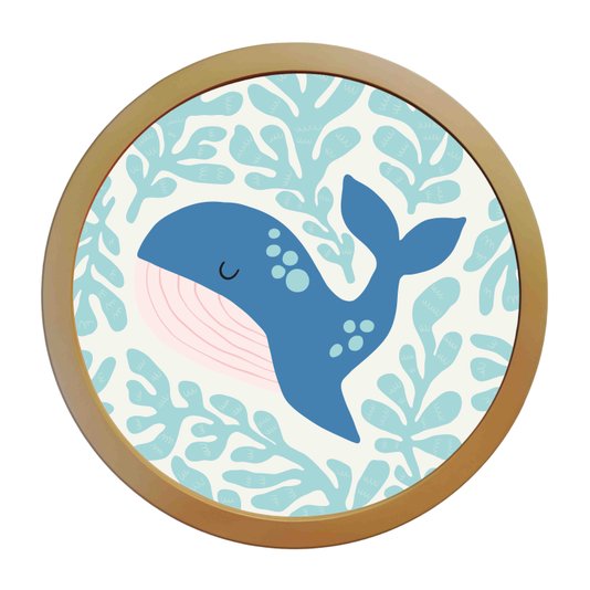 Quadro Decorativo Redondo Animais Baleia Com MDF Laqueado