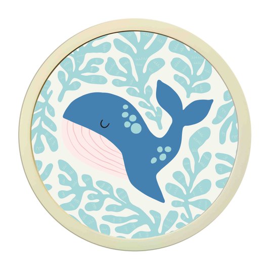Quadro Decorativo Redondo Animais Baleia Com MDF Laqueado