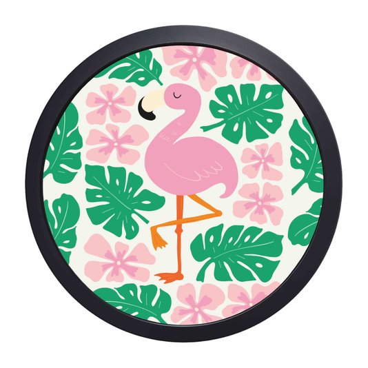Quadro Decorativo Redondo Animais Flamingo Com MDF Laqueado