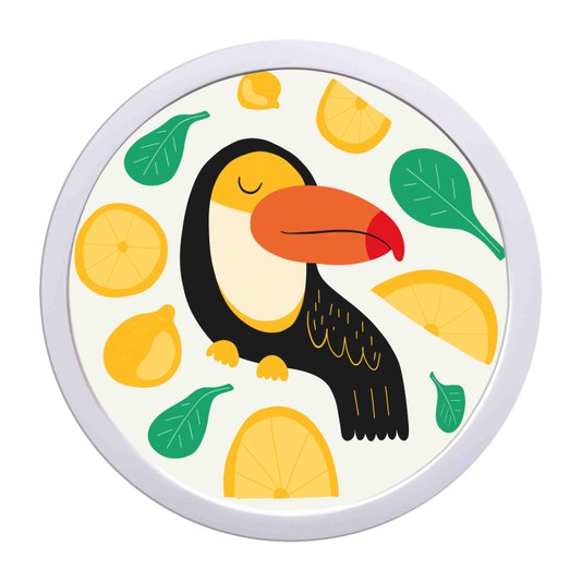 Quadro Decorativo Redondo Animais Tucano Com MDF Laqueado
