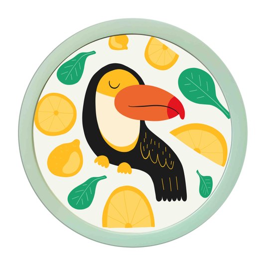 Quadro Decorativo Redondo Animais Tucano Com MDF Laqueado