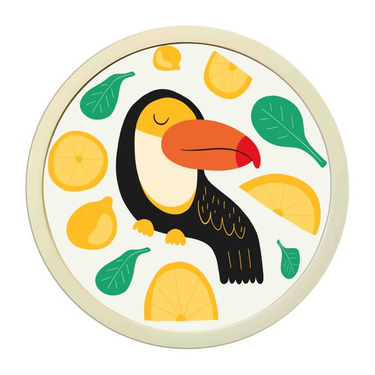 Quadro Decorativo Redondo Animais Tucano Com MDF Laqueado