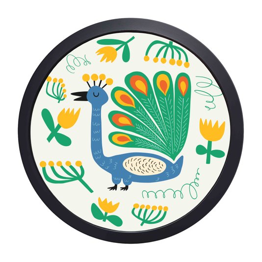Quadro Decorativo Redondo Animais PavãoCom MDF Laqueado