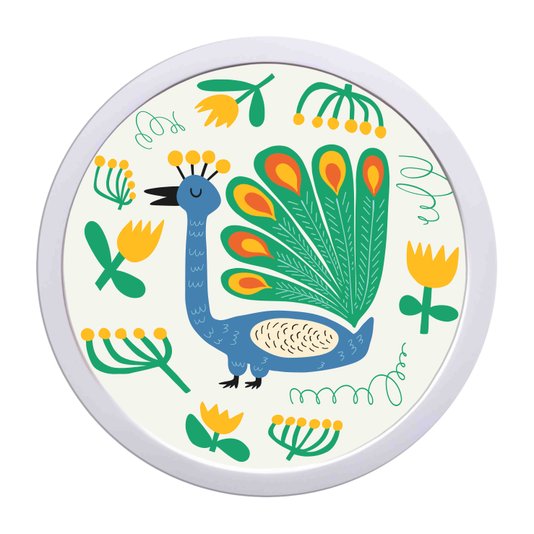 Quadro Decorativo Redondo Animais PavãoCom MDF Laqueado