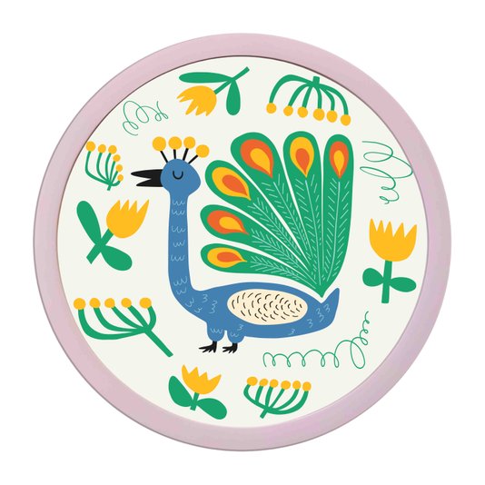 Quadro Decorativo Redondo Animais PavãoCom MDF Laqueado