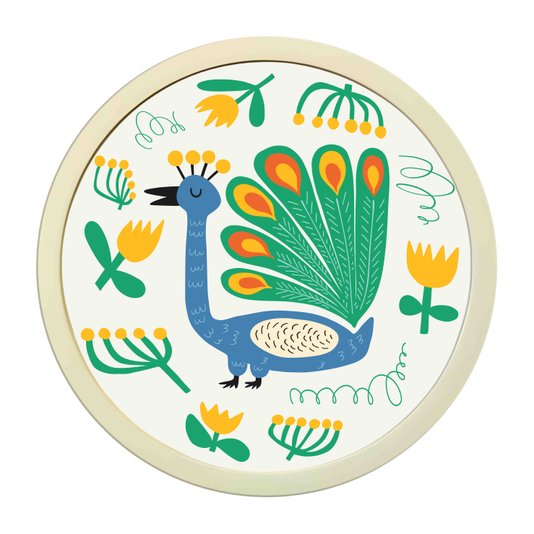 Quadro Decorativo Redondo Animais PavãoCom MDF Laqueado