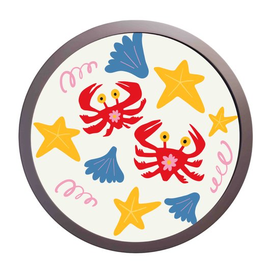 Quadro Decorativo Redondo Animais Carangueijo Com MDF Laqueado