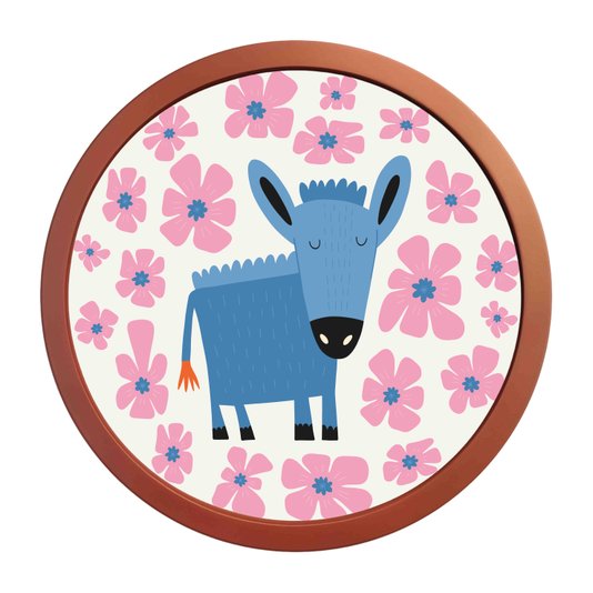 Quadro Decorativo Redondo Animais Cavalinho Com MDF Laqueado