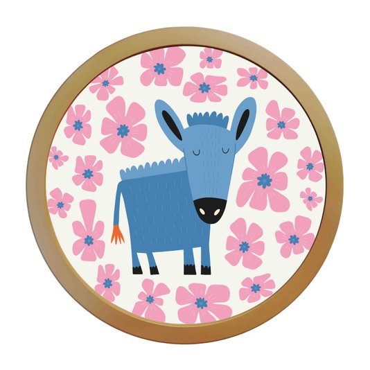 Quadro Decorativo Redondo Animais Cavalinho Com MDF Laqueado