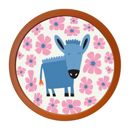 Quadro Decorativo Redondo Animais Cavalinho Com MDF Laqueado