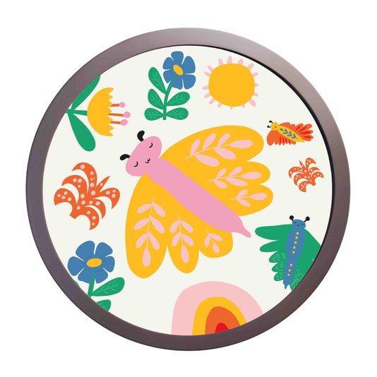 Quadro Decorativo Redondo Animais Borboleta Com MDF Laqueado