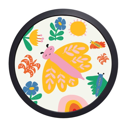 Quadro Decorativo Redondo Animais Borboleta Com MDF Laqueado