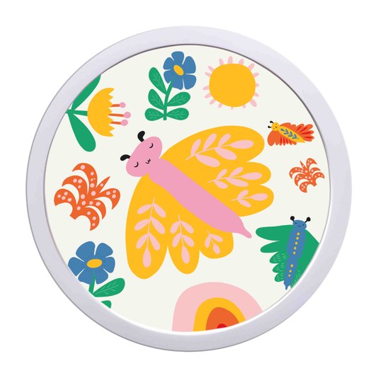 Quadro Decorativo Redondo Animais Borboleta Com MDF Laqueado