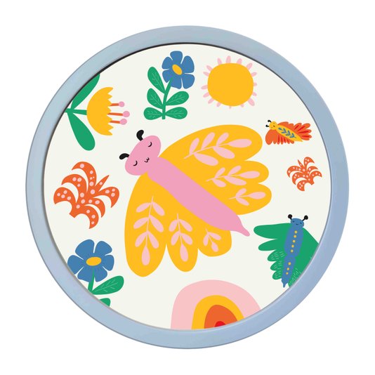 Quadro Decorativo Redondo Animais Borboleta Com MDF Laqueado