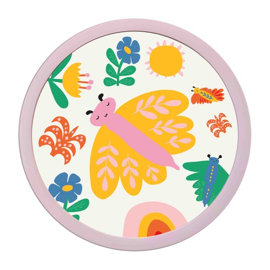 Quadro Decorativo Redondo Animais Borboleta Com MDF Laqueado
