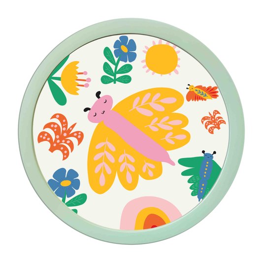 Quadro Decorativo Redondo Animais Borboleta Com MDF Laqueado
