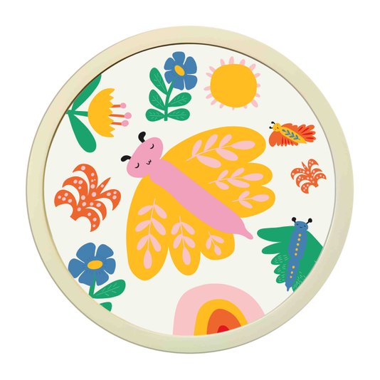 Quadro Decorativo Redondo Animais Borboleta Com MDF Laqueado