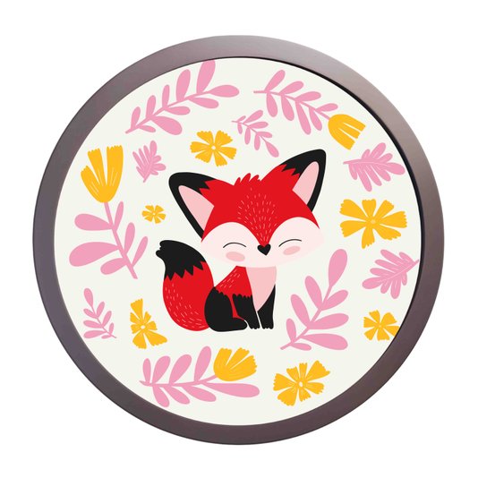 Quadro Decorativo Redondo Animais Raposa Com MDF Laqueado