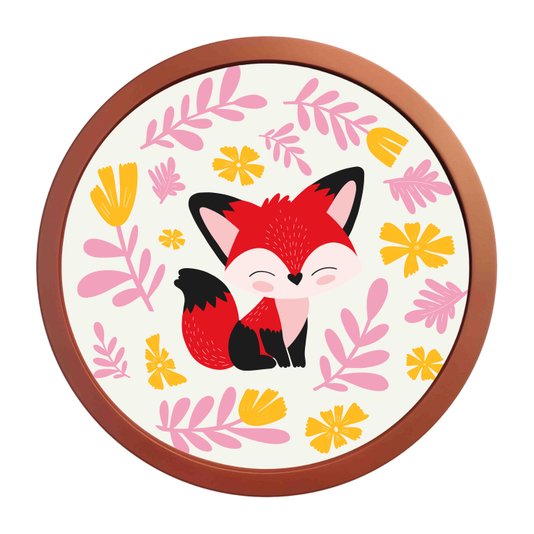 Quadro Decorativo Redondo Animais Raposa Com MDF Laqueado