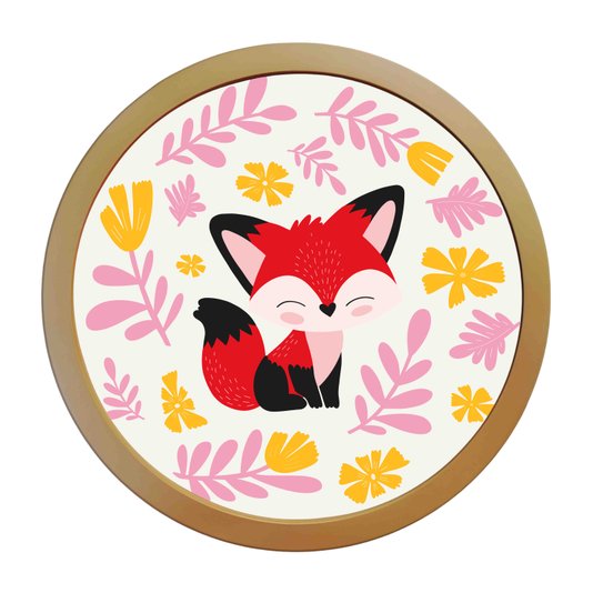 Quadro Decorativo Redondo Animais Raposa Com MDF Laqueado