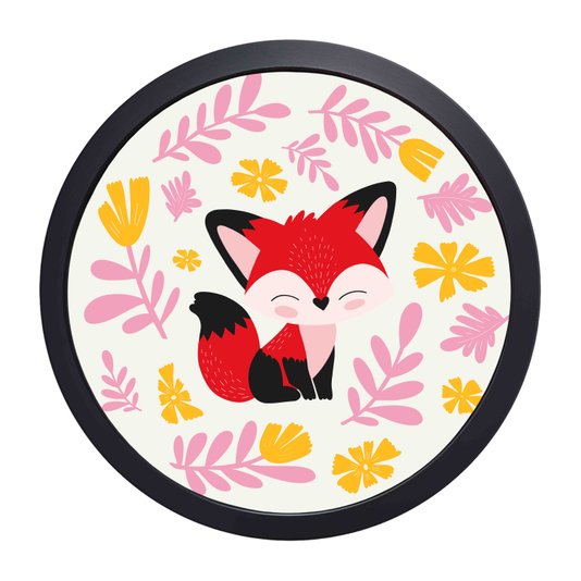 Quadro Decorativo Redondo Animais Raposa Com MDF Laqueado
