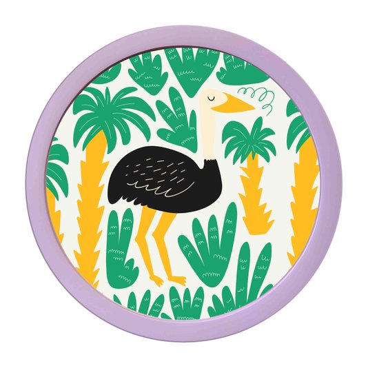 Quadro Decorativo Redondo Animais Avestruz Com MDF Laqueado