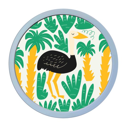 Quadro Decorativo Redondo Animais Avestruz Com MDF Laqueado
