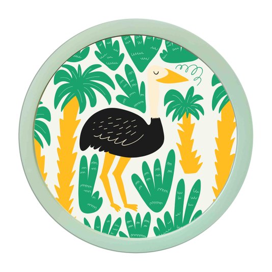 Quadro Decorativo Redondo Animais Avestruz Com MDF Laqueado