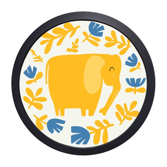 Quadro Decorativo Redondo Animais Elefante Com MDF Laqueado