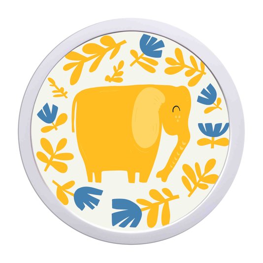 Quadro Decorativo Redondo Animais Elefante Com MDF Laqueado