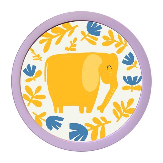 Quadro Decorativo Redondo Animais Elefante Com MDF Laqueado