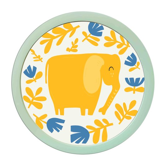 Quadro Decorativo Redondo Animais Elefante Com MDF Laqueado