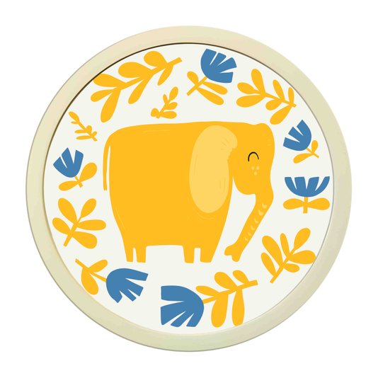 Quadro Decorativo Redondo Animais Elefante Com MDF Laqueado