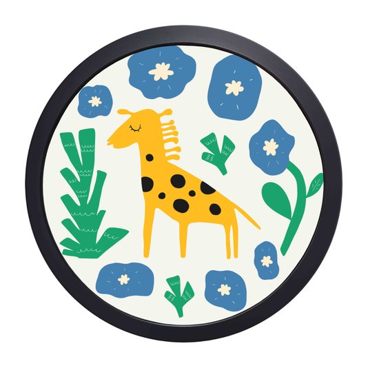 Quadro Decorativo Redondo Animais Girafa Com MDF Laqueado