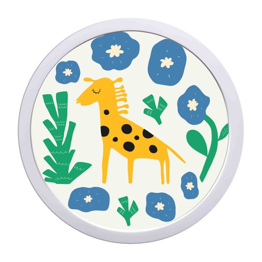 Quadro Decorativo Redondo Animais Girafa Com MDF Laqueado