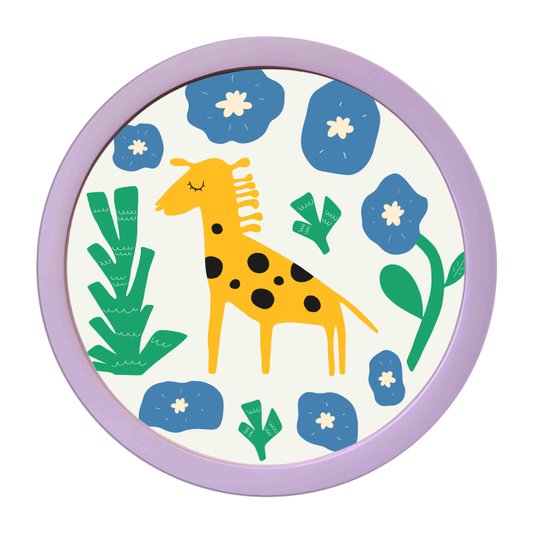 Quadro Decorativo Redondo Animais Girafa Com MDF Laqueado