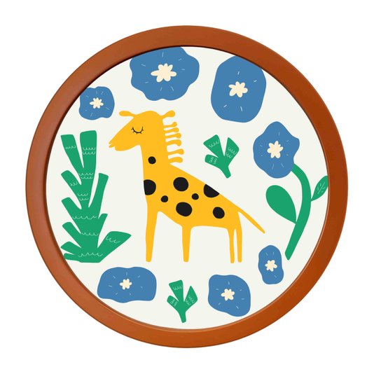 Quadro Decorativo Redondo Animais Girafa Com MDF Laqueado